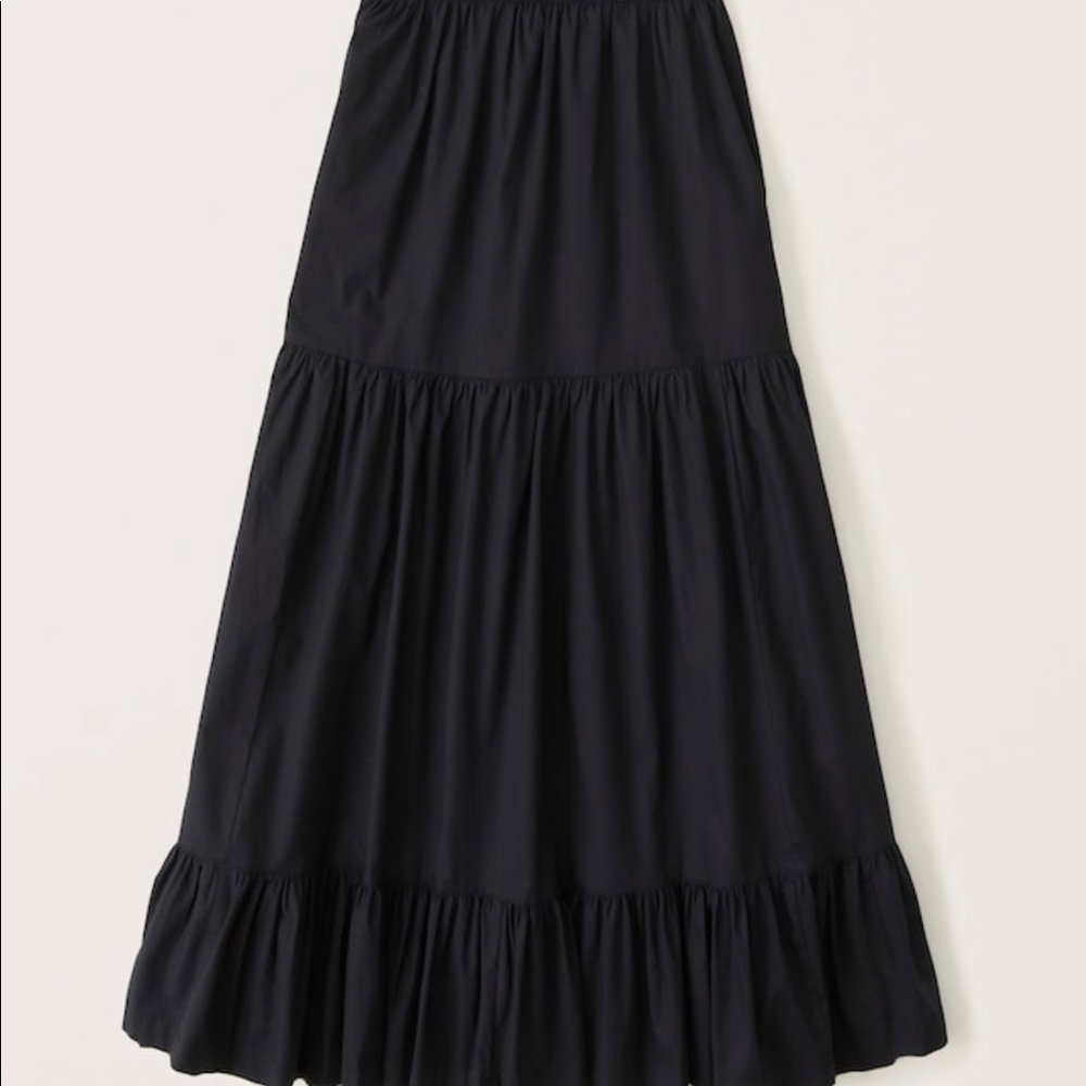 Abercrombie Tiered Poplin Black Skirt